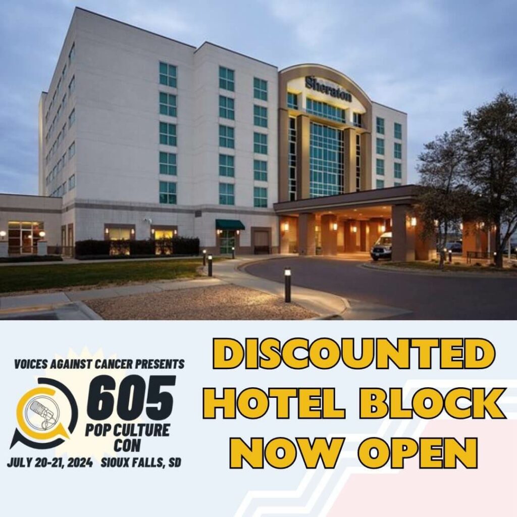 Photo of the Sheraton Hotel with "discounted hotel block" title.